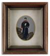 (CIVIL WAR) Group of 7 period portraits, comprising a whole-plate, hand-painted tintype of a